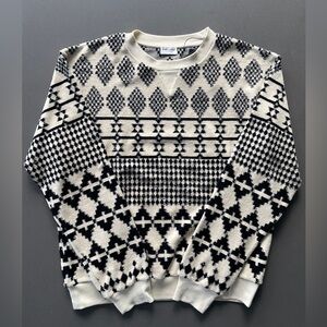 Saint Laurent Black and Cream Patterned Sweater